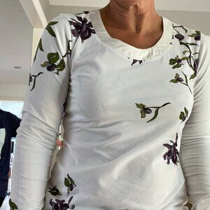 Tres Mimi Libby Tee White with Purple Orchid Print